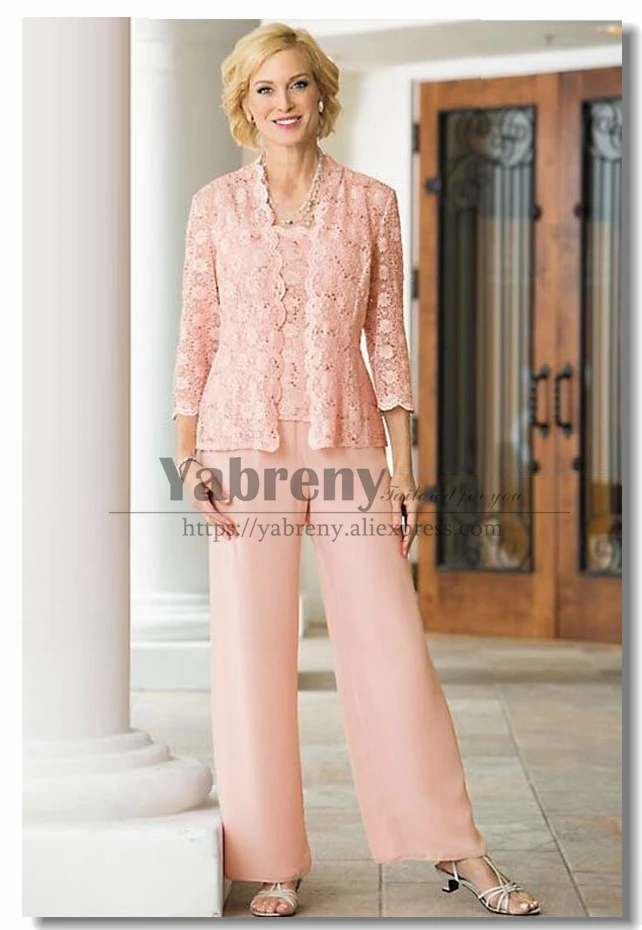 Pink Lace Trousers outfit Mother of the bride pant suits 3-PC dress for wedding Under $100 | Свадьбы и торжества