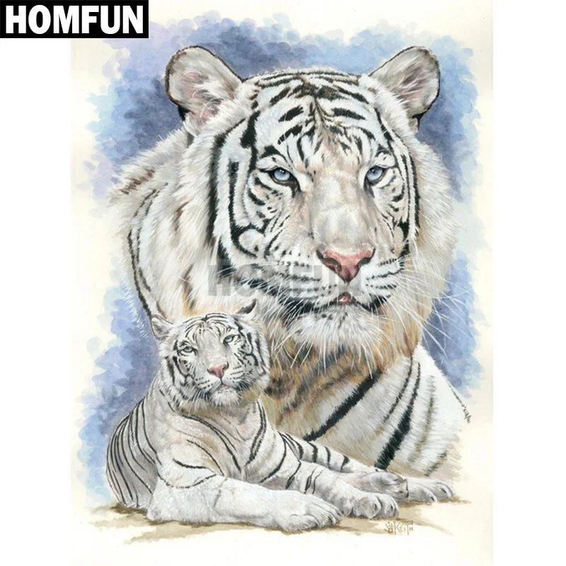 Алмазная 5D Вышивка HOMFUN Белый Тигр картина с полными квадратными/круглыми