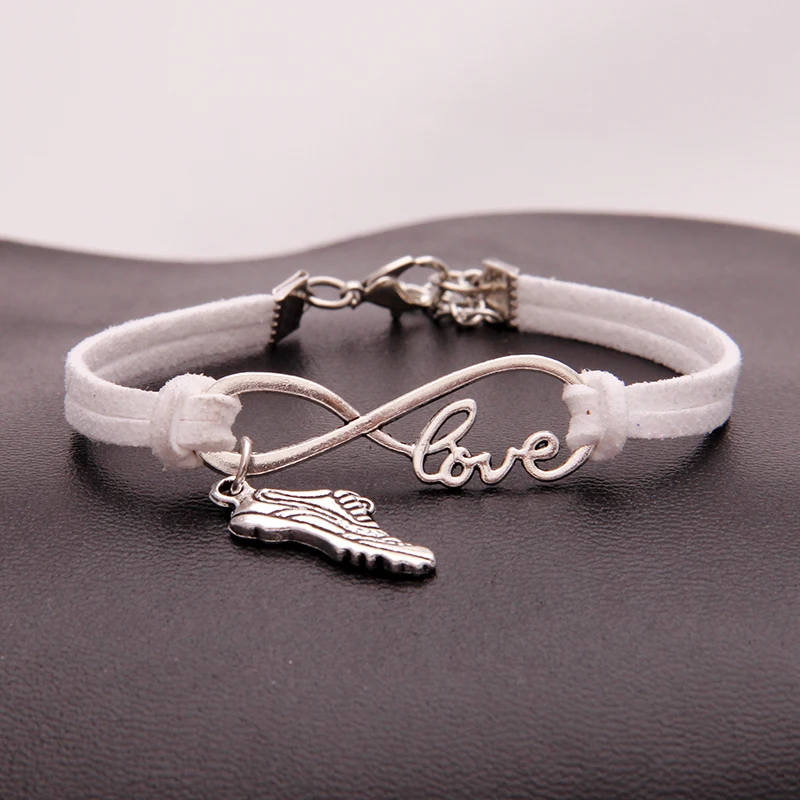 (10 шт./лот) браслет Infinity Love для спортивной обуви с подвеской кожаный веревкой