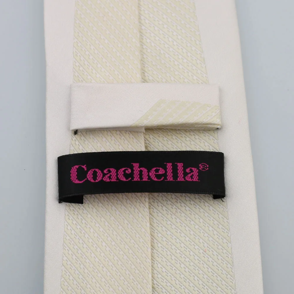 Мужской галстук Coachella из микрофибры с полосками цвета слоновой кости|neck tie|mens