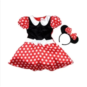 Сладкий красного цвета в горошек на Рождество с Микки-Маусом для костюмированной вечеринки для девочек; Цельнокроеное платье для девочек, детские открытые платья без рукавов для девочек детское милое производительность балетный танцевальный костюм