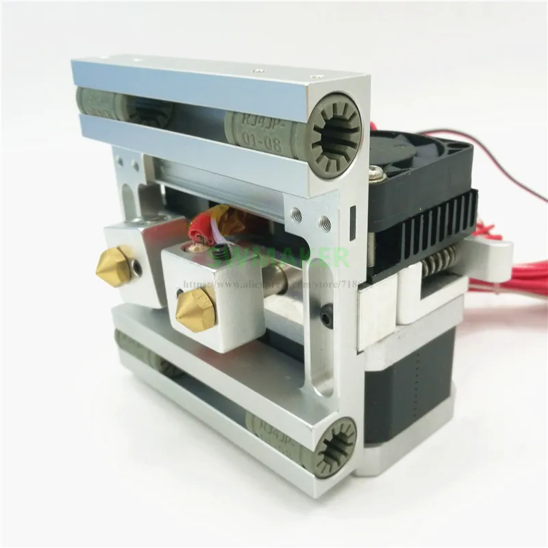 Update MK10 All Metal Dual nozzle extruder with X shaft slider + RJ4JP-01-08 24V 40W For DIY 3D Printer 1.75mmfilament