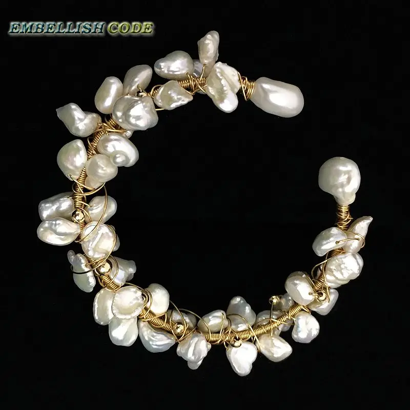 Новый дизайн своими руками инновационный гирлянда золотистый браслет с жемчугом