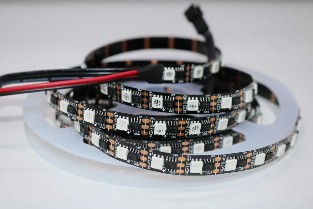 Новинка 5 м SH1908 DC12V Addressable RGB полноцветный светодиодный пиксель ленты черного
