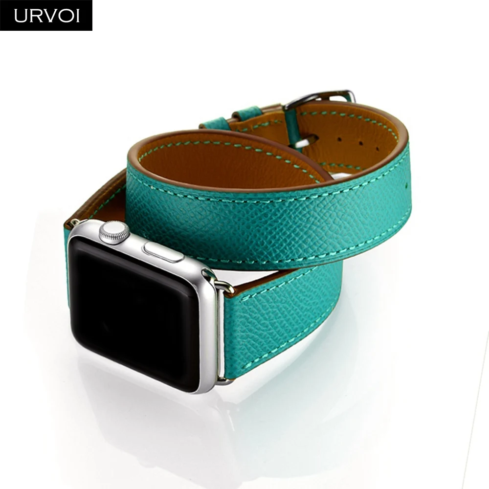 URVOI двойной тур группа для Apple Watch series 5 4 3 2 1 ремешок для iwatch сверхдлинный ремень высокого качества из натуральной кожи петлевой