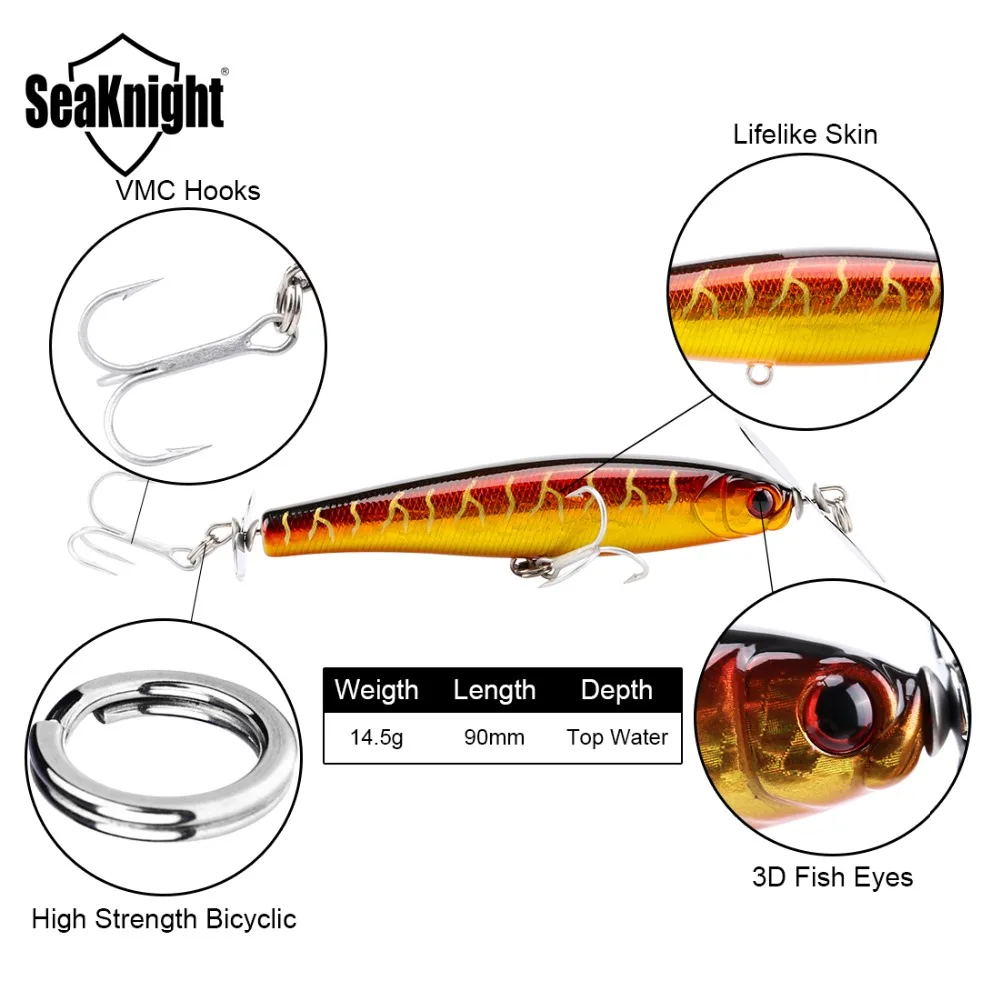 SeaKnight бренд SK034 Серия 1 шт. приманка для рыбалки карандаш Topwater 90 мм 3 54 "14 5 г