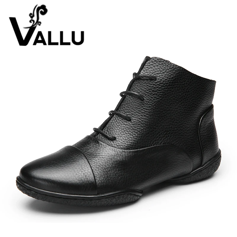 VALLU 2018 ручной работы Женская обувь на плоской подошве Сапоги из коровьей кожи со