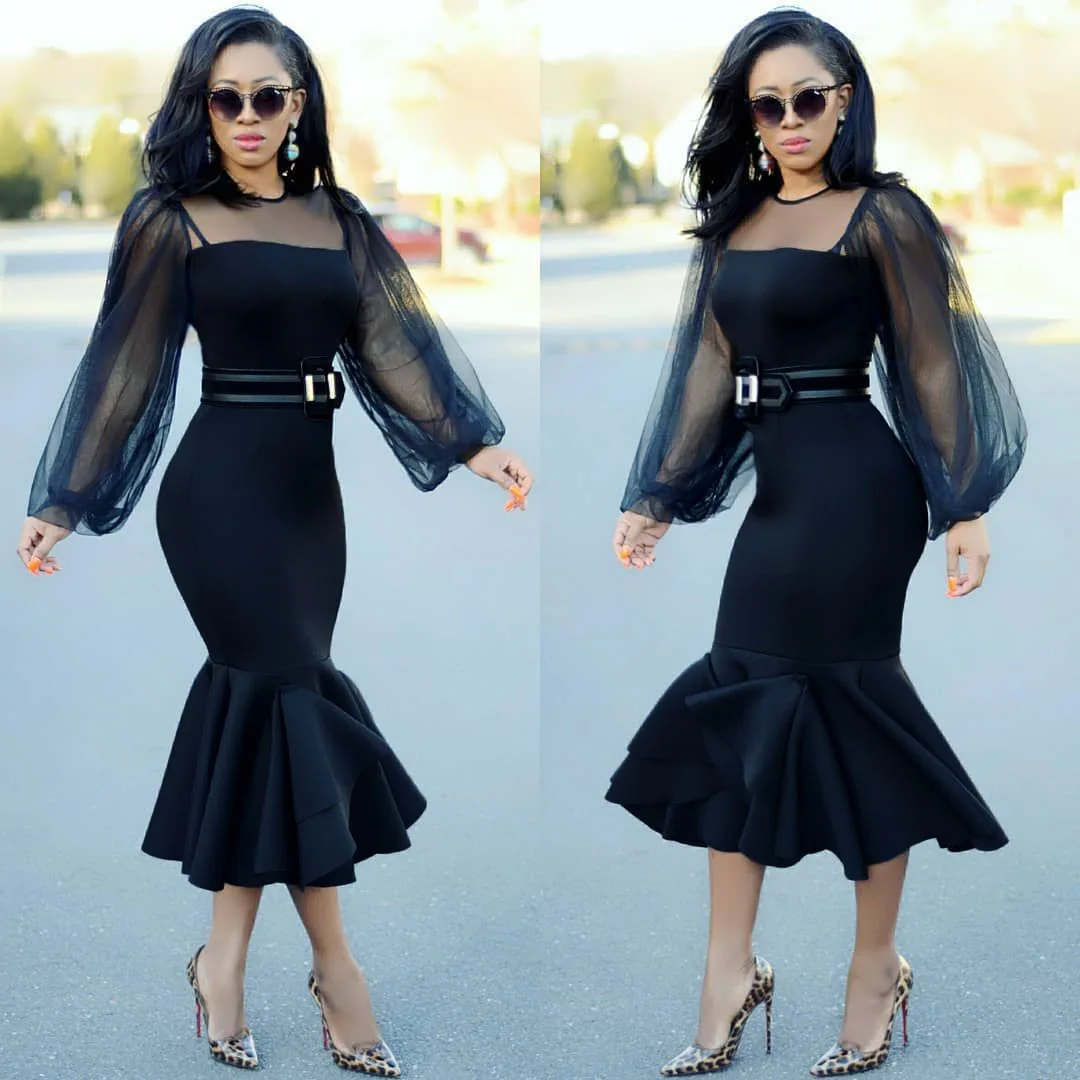 Африканская Дашики сексуальные женские платья миди Летние черные Bodycon Вечерние