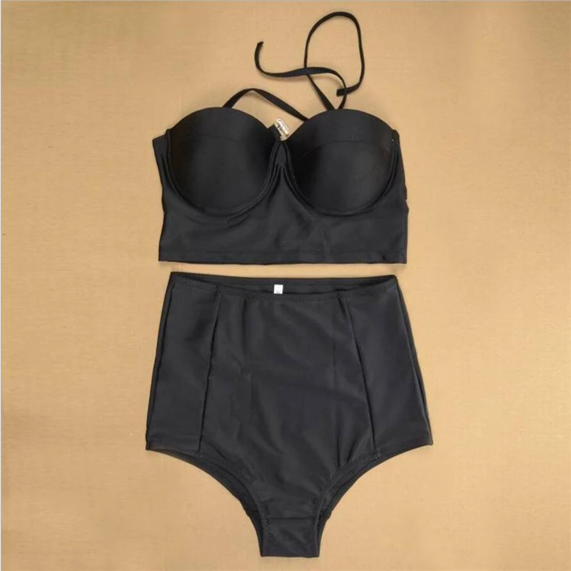2019 супер пикантные черные сапоги Высокая талия комплект бикини push up купальник