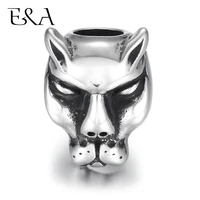 stainless steel beads leopard head big large hole 6mm charms slider diy men bracelet making supplies jewelry finding accessories