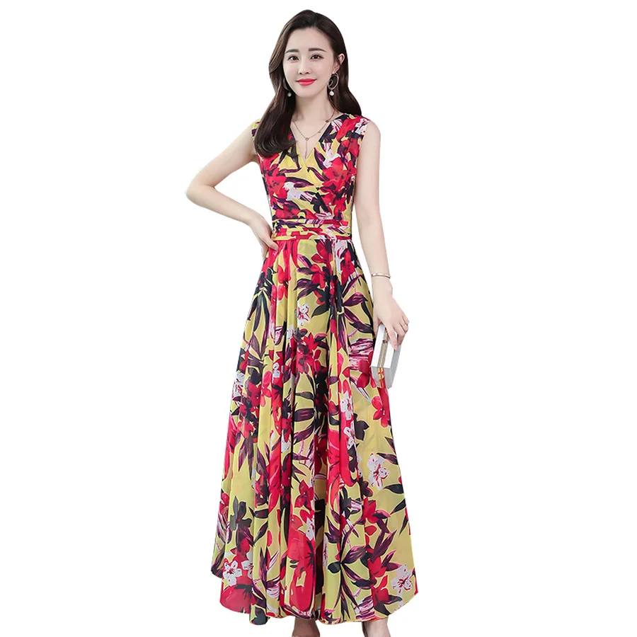 Элегантные цветочные шифоновые Boho Макси платья летние винтажные 4XL плюс размер пляжный отдых сарафан женские облегающие вечерние платья