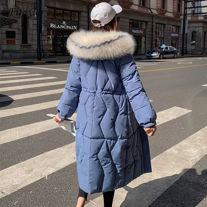 Fitaylor новые зимние куртки женские длинные парки из хлопка на пуху с капюшоном
