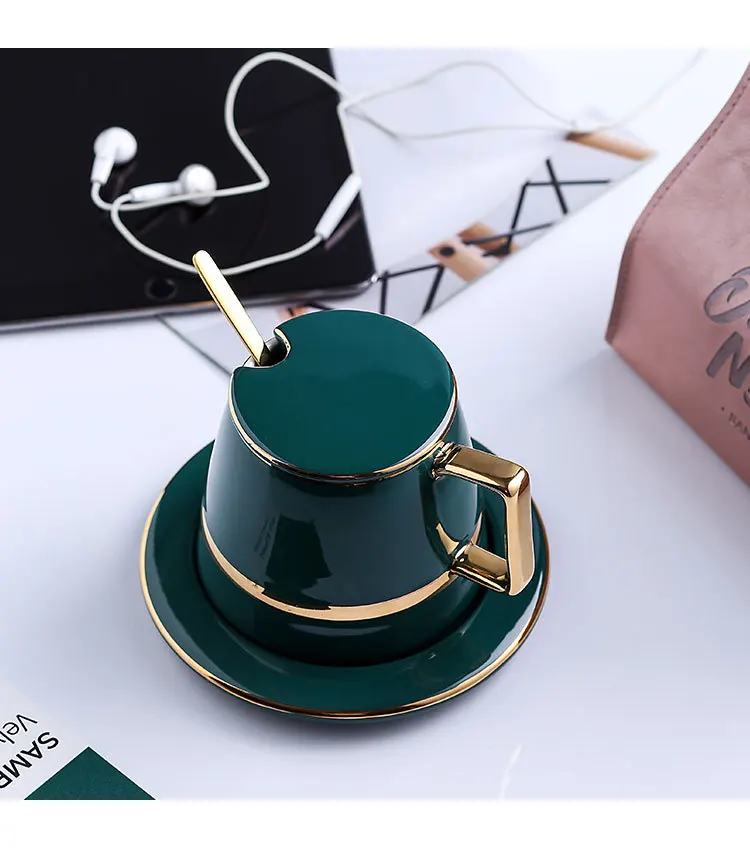 Coffee cup European luxury porcelain retro gift box set water cup Nordic high grade gift cup with spoon cover