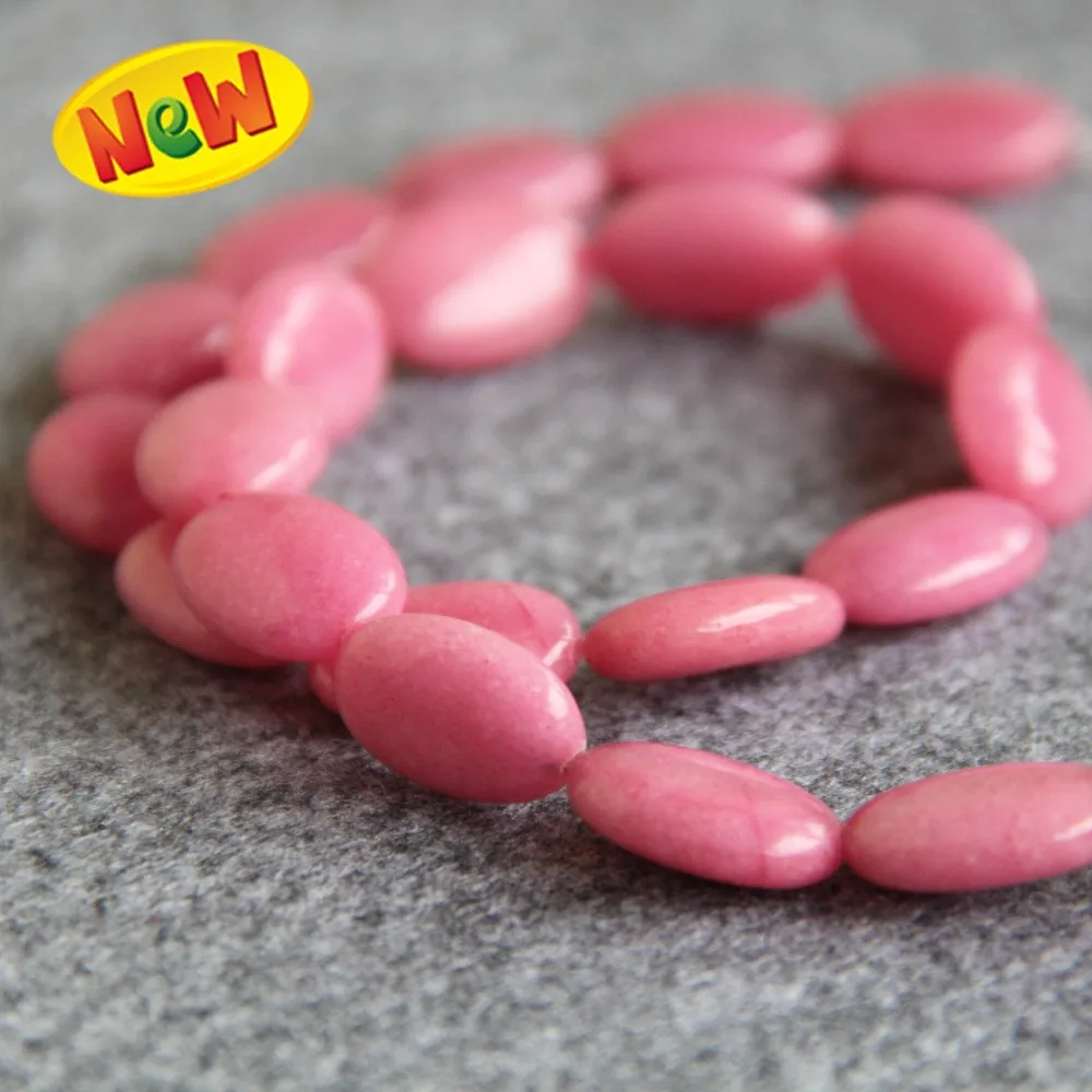 

Necklace & Bracelet 13*18mm Pink Chalcedony Beads Oval DIY Beads Stone Accessory Parts 15inch Girl Jewelry Making Design