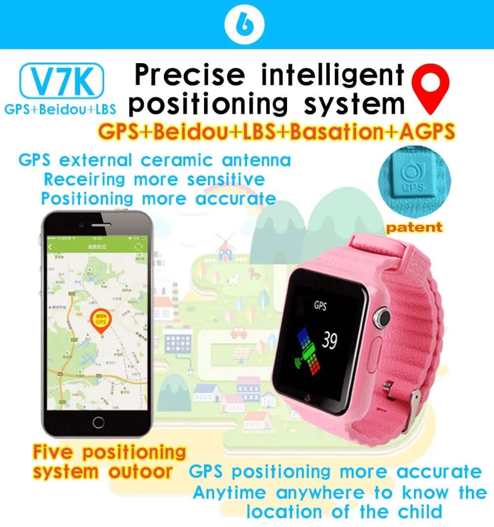 696 оригинальные V7K gps Bluetooth Смарт-часы для детей мальчик девочка для Apple Android телефон Поддержка SIM/TF набор вызова и Push сообщения