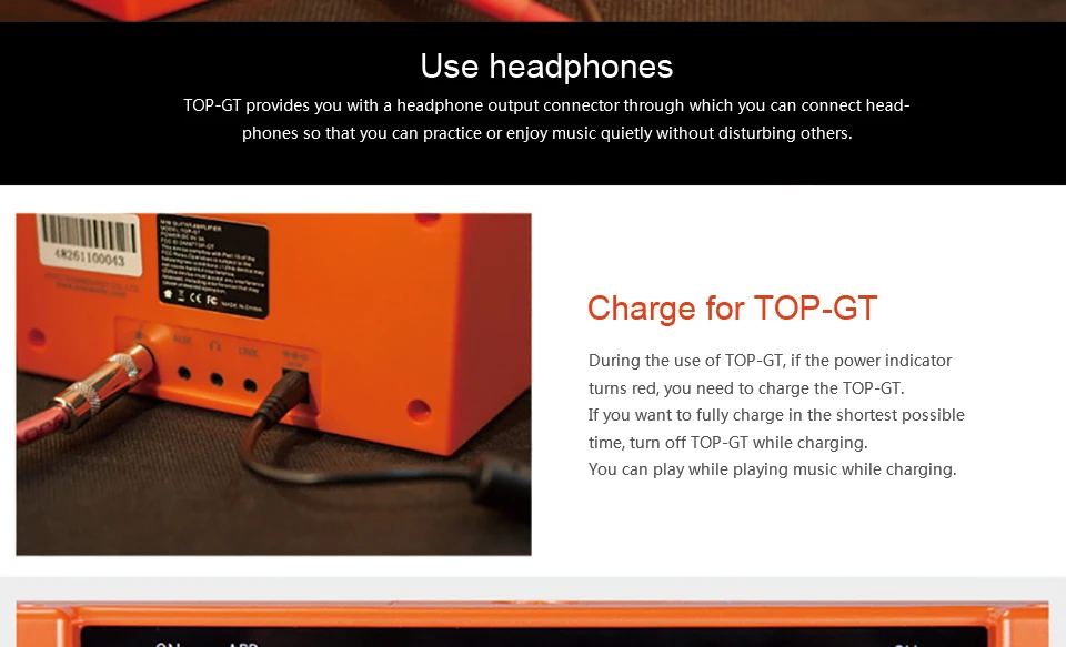JOYO TOP-GT Мини Портативный гитарный усилитель с Bluetooth 4,0 усилитель акустический электрический бас части стерео звук перезаряжаемый
