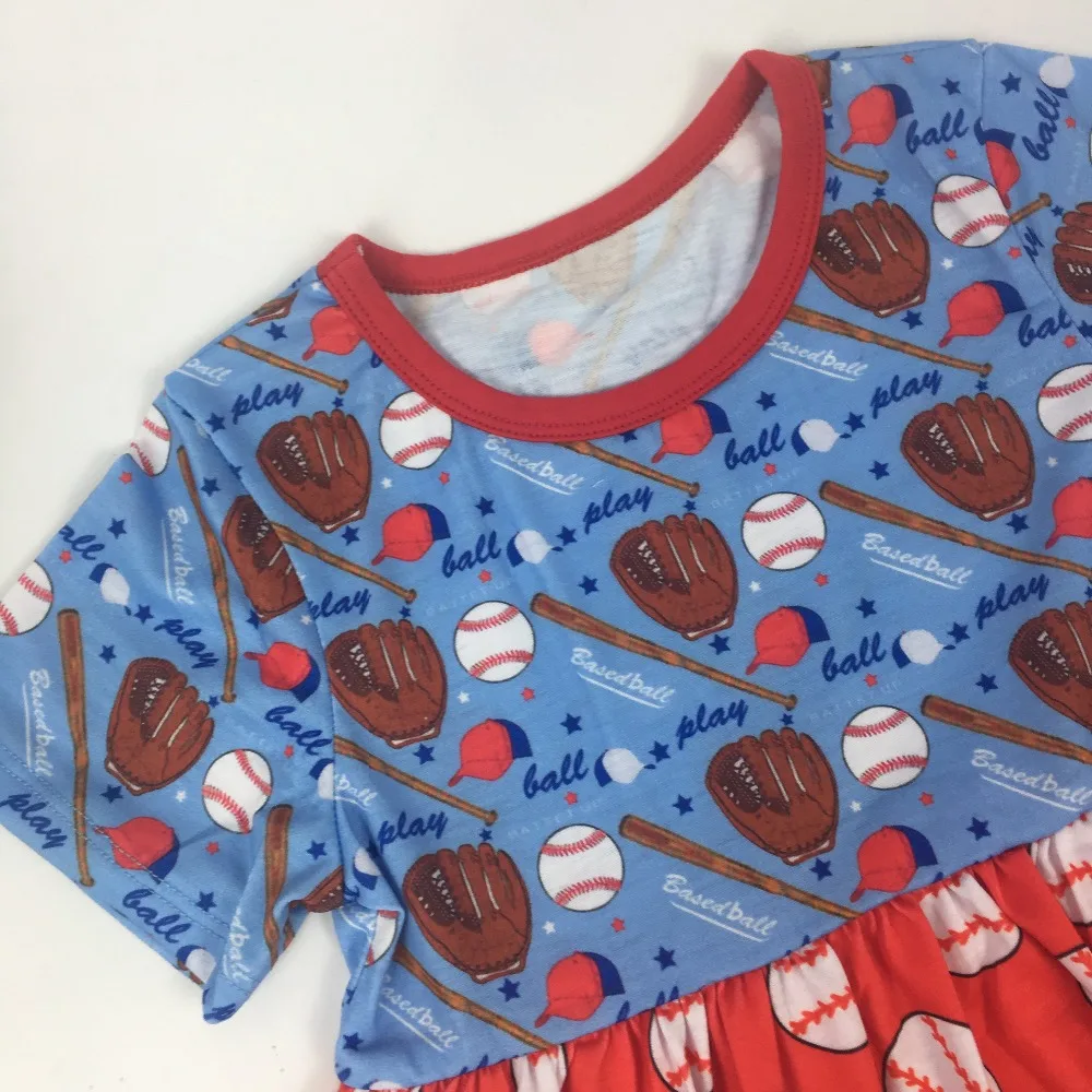 Puresun Free Shipping Baby Girls Dress Football Season Design Factory Direct Sale Baseball Pattern Children Boutique | Детская одежда и