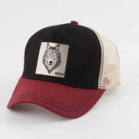 black red wolf Новая бейсбольная Кепка с вышивкой волка, мужская и женская бейсболка в стиле хип-хоп, летняя кепка с дышащей сеткой - Цвет: black red wolf