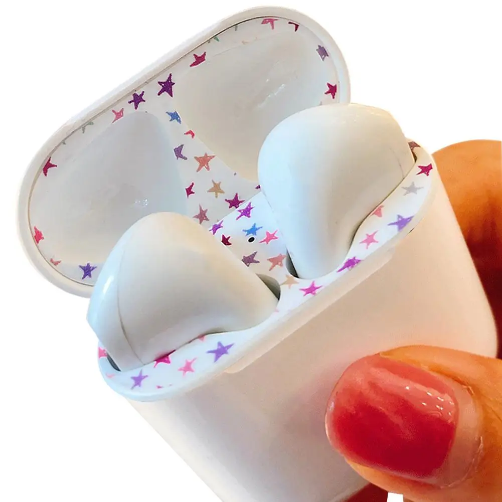 5 цветов ПВХ защита от пыли для AirPods футляр для наушников крышка аксессуар защитная наклейка кожа внутри чехол Защитная пленка