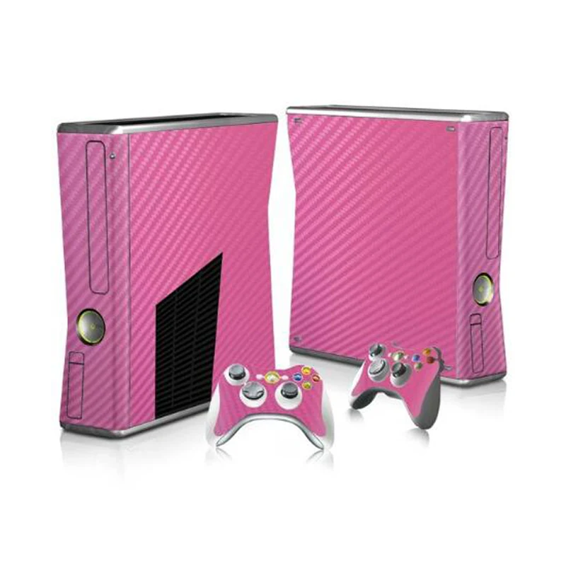Углеродная защитная виниловая наклейка Fibrei для Xbox 360 Slim консоль с 2 контроллерами