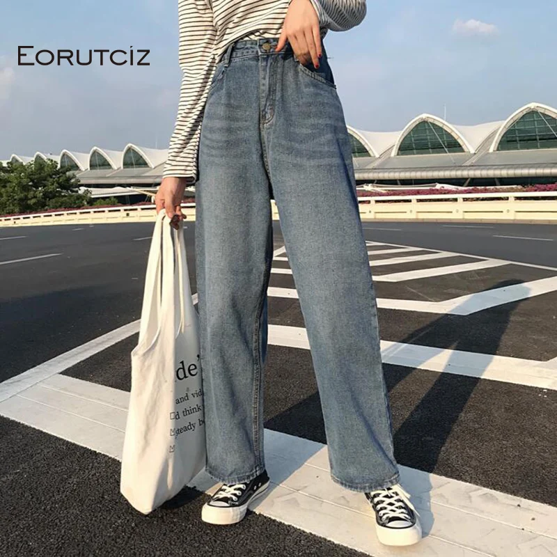 Джинсы EORUTCIZ женские с завышенной талией винтажные брюки из денима широкими