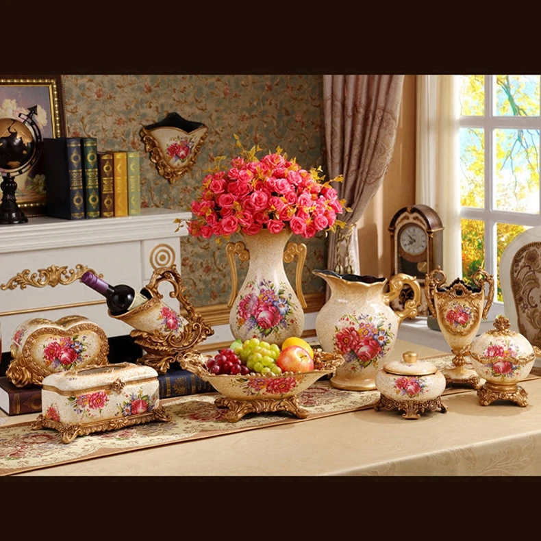 

European style wedding gift package resin decoration crafts creative retro Decor compote living room Home Furnishing move