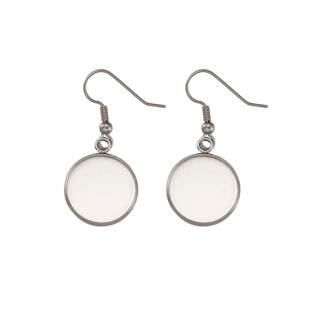 Пустые круглые серьги-Крючки из нержавеющей стали для кабошонов основа камеи