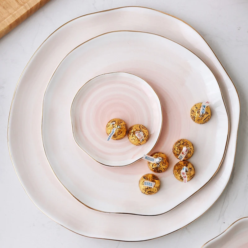 Керамическая плоская тарелка суповая миска чайник столовая посуда градиентный