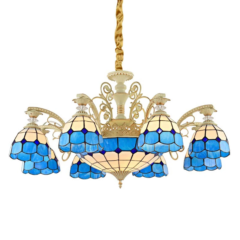 Яркие стеклянные люстры тиффани с крышкой роскошная столовая лампа Тиффани