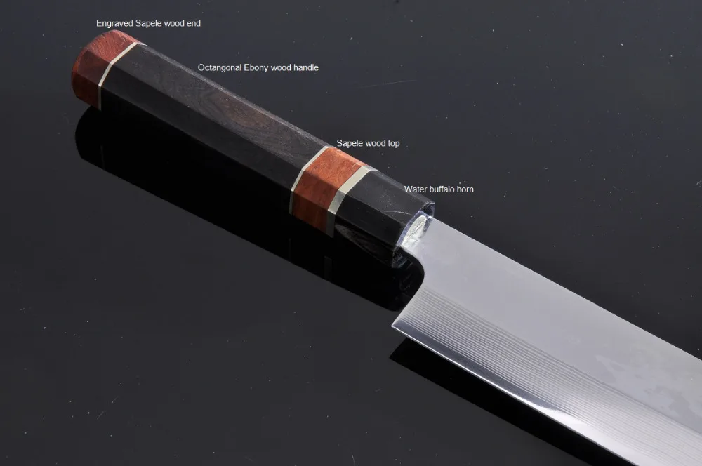Японский кухонный нож Yanagiba Sashimi VG10 Дамасская сталь японский нож суши рыба лосось Filleting Кливер инструмент для приготовления пищи 13.1.2W