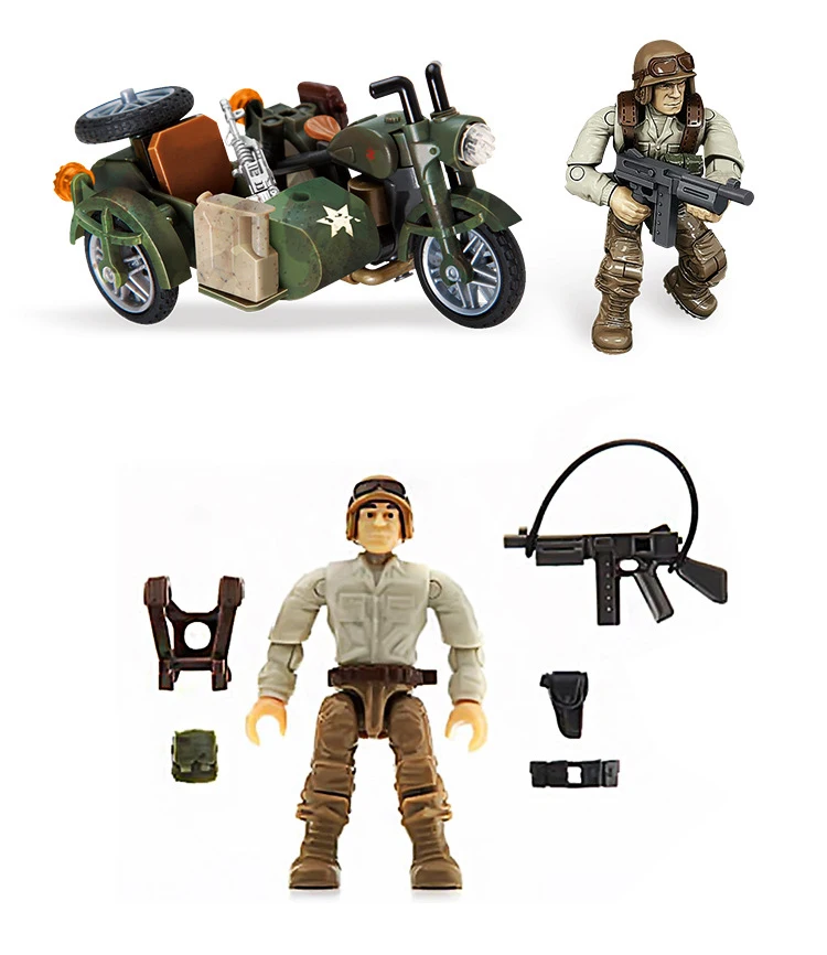 Military 1:36 scale Sirius Commandos Anti-terrorism in the Jungle mega block army action figures Side Wheel Motorcycle brick toy