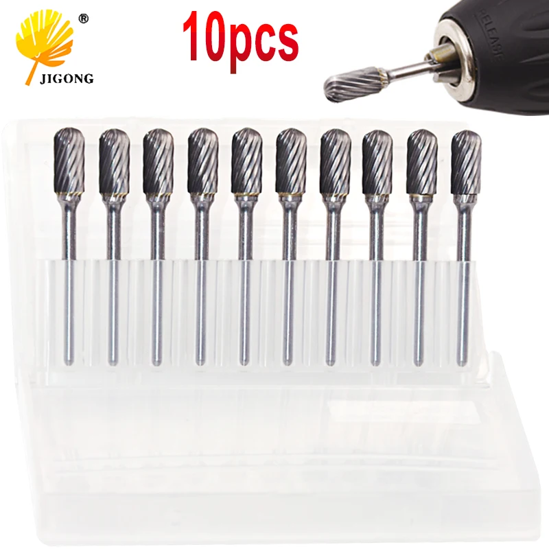 

10pcs Tungsten Steel Polish End Mill Straight Shank 3x6.25mm Flute Solid Carbide Milling Cutter