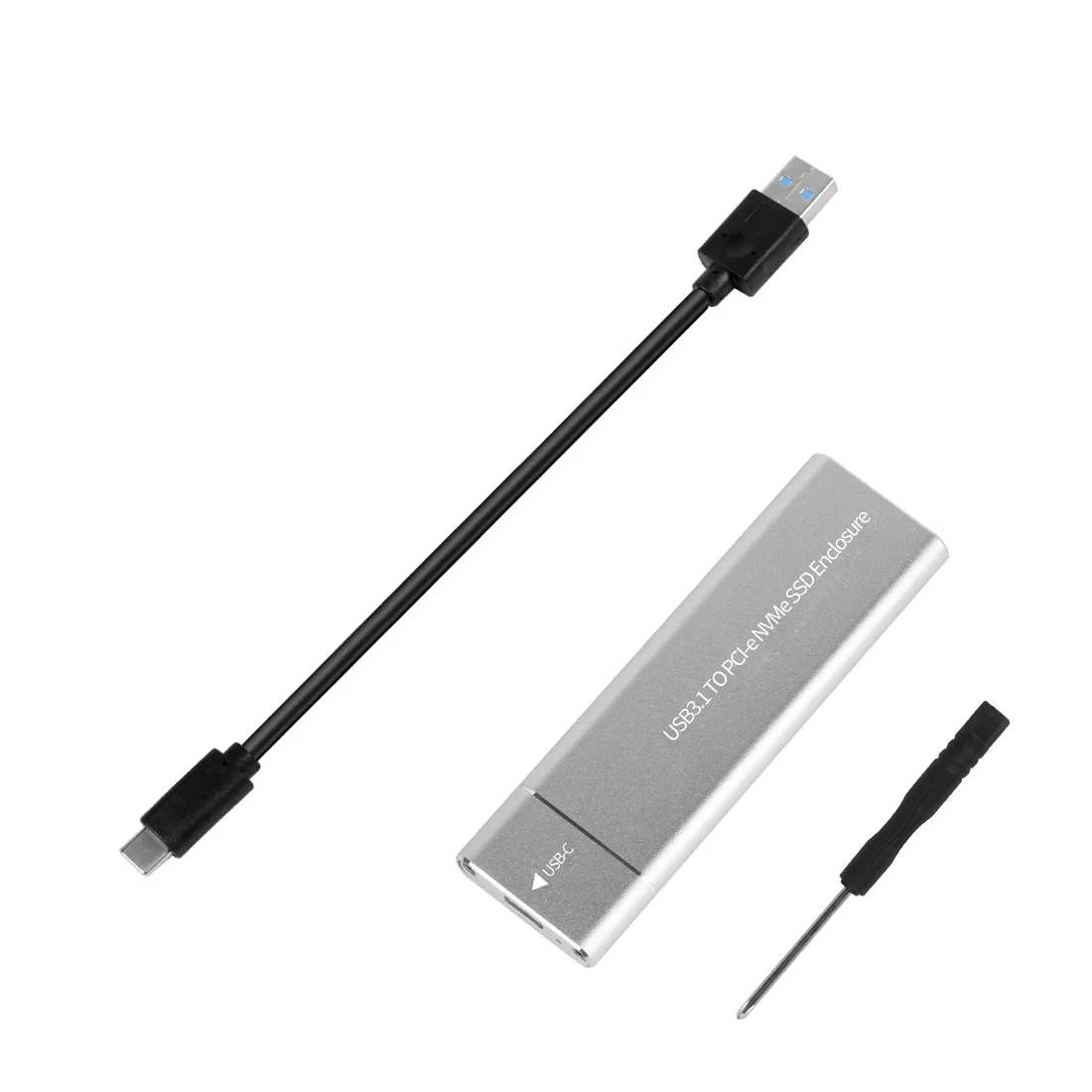Sliver 1 Cable USB3.1 type-C-M.2 M ключ NVMe PCIE SSD коробка твердотельный накопитель Корпус чехол 10 Гбит/с M2 SSD 2280 корпус жесткого диска - Цвет: Sliver 1 Cable