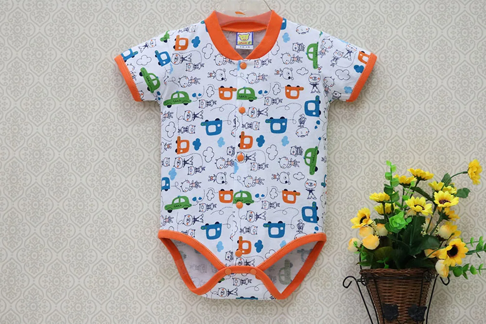 Г. Маленький Q Baby чистый хлопок цельный принт короткий рукав 7 шт./лот пуговицы Вниз боди Одежда для новорожденных детей