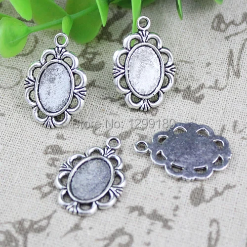 Onebeading Fit 10x14мм овальные кабошоны Летняя мода Паттерн стеклянная рамка Bezel Настройки Лоток Пропуск DIY Изготовление Аксессуар 20шт. на.