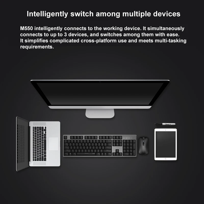 Rapoo M550 многомодовая беспроводная мышь USB для ноутбука Bluetooth 3,0, 4,0 и 2,4G 1300 dpi Bluetooth мышь мини-ПК мышь для дома и офиса