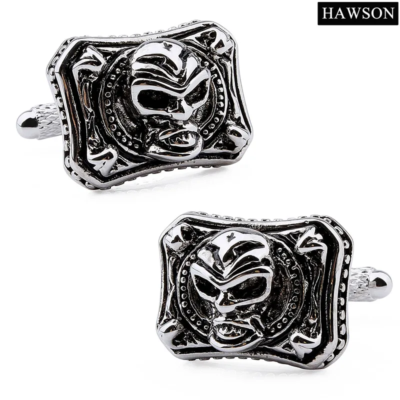 Мужские Винтажные запонки с эмалью квадратной формы|cuff links|skull cuff linkvintage cufflinks |