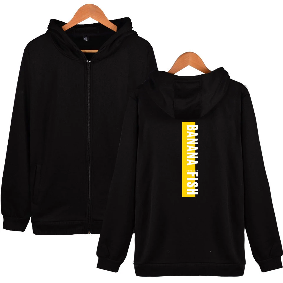 

BANANA FISH 2 print fashion hip hop sport Men women Zipper Hoodies Sweatshirts tops Casual Zip Up Long Sleeve hoodie jacket coat