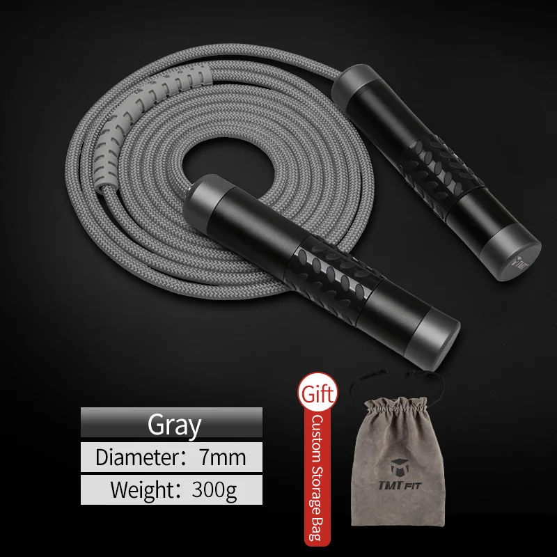 Gray - 7mm TMT Утяжеленная Скакалка для кроссфита, ручка из алюминиевого сплава для занятий фитнесом и боксом, регулируемая, 3 м, скоростная скакалка - Цвет: Gray - 7mm