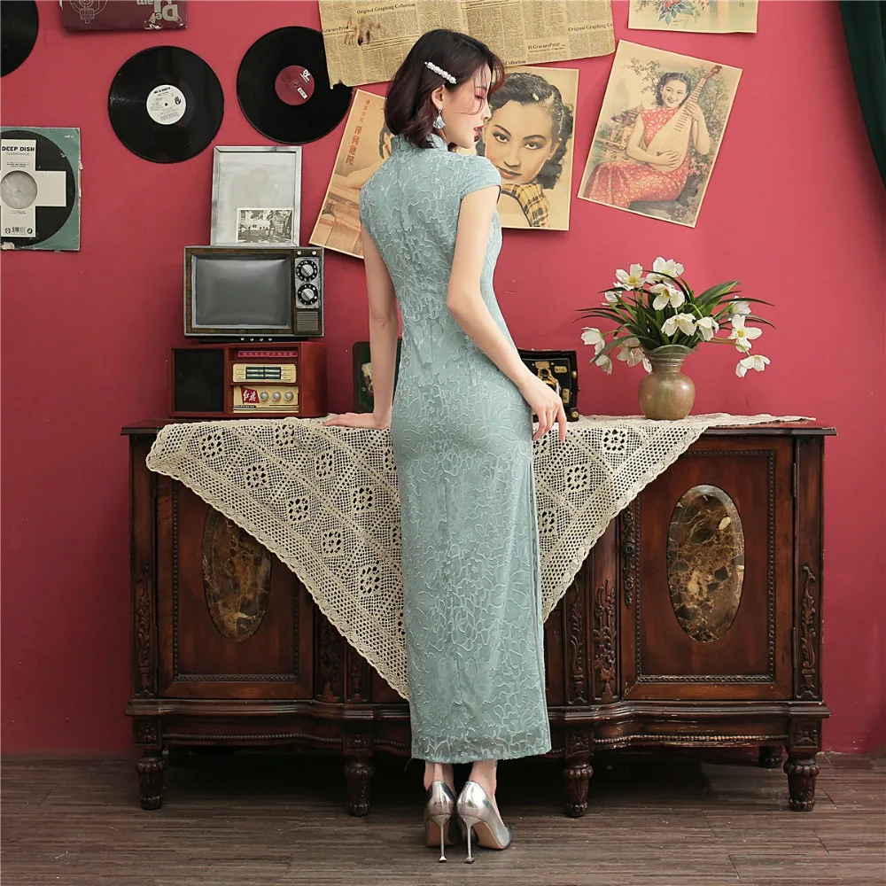 Shanghai Story, высокое качество, короткий рукав, длинное, cheongsam Qipao, высокий разрез, китайское платье, вечерние платья, 3 цвета