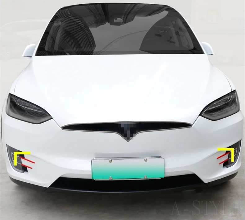 Для TESLA MODELX модель X- 2 шт хром ABS передняя противотуманная фара рамка цветная полоса украшение крышка отделка наружное украшение