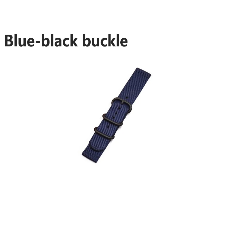 Blue-black buckle Нейлоновый ремешок для часов 20 мм 22 мм 24 мм полосатый Радужный холст сменный ремешок для часов для samsung gear S2/S3 Galaxy 42 мм 46 мм - Цвет ремешка: Blue-black buckle