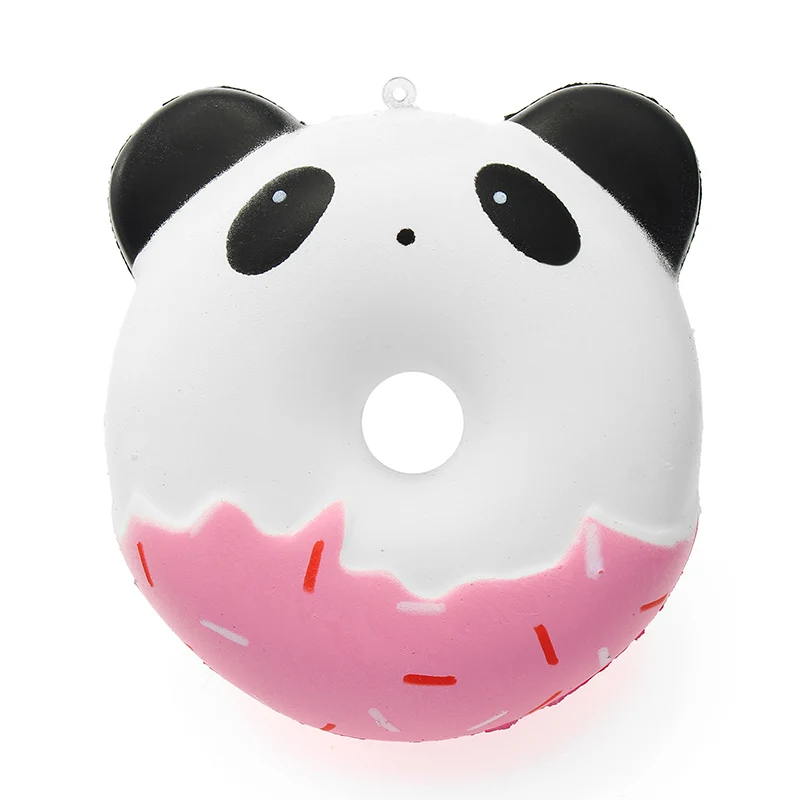 White panda Кавайный мягкий пончик панда кошки пончик Джамбо для мягких игрушек телефон ремни медленно поднимающийся подарок для детей мягкие сквиши брелок layand - Цвет: White panda