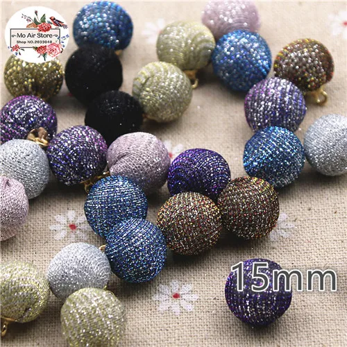 mix color 20pcs 20 шт блестящая ткань, покрытая разноцветными круглыми шариками, подвески-пуговицы для дома, сада, ремесла, кабошон, скрапбукинг, сделай сам, 15 мм - Цвет: mix color 20pcs