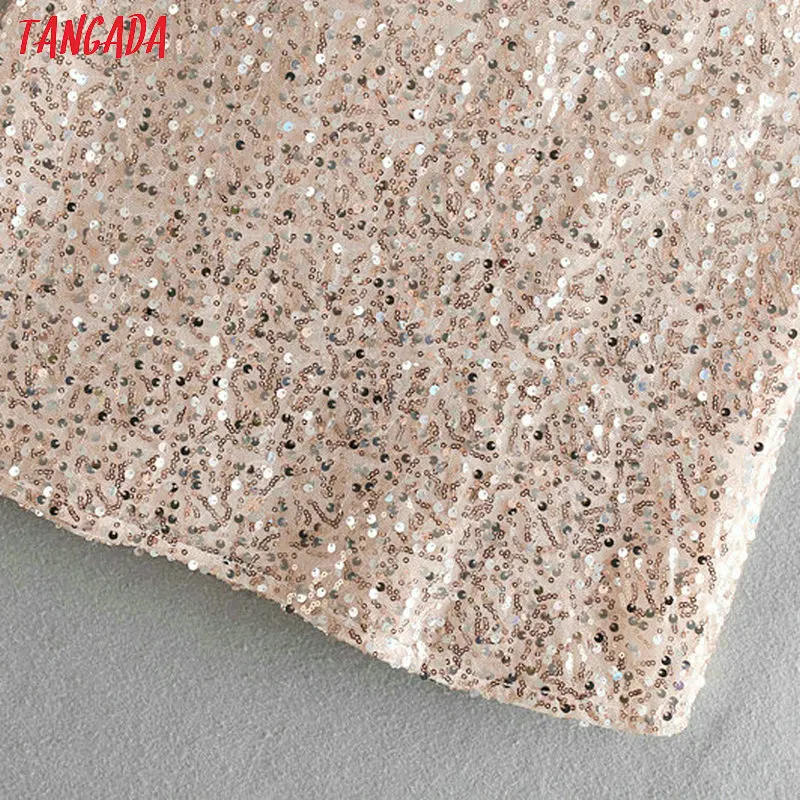 Tangada, женские топы с блестками, Топики, топы без спинки сексуальные без рукавов, Топики, блестящие Топы XN225