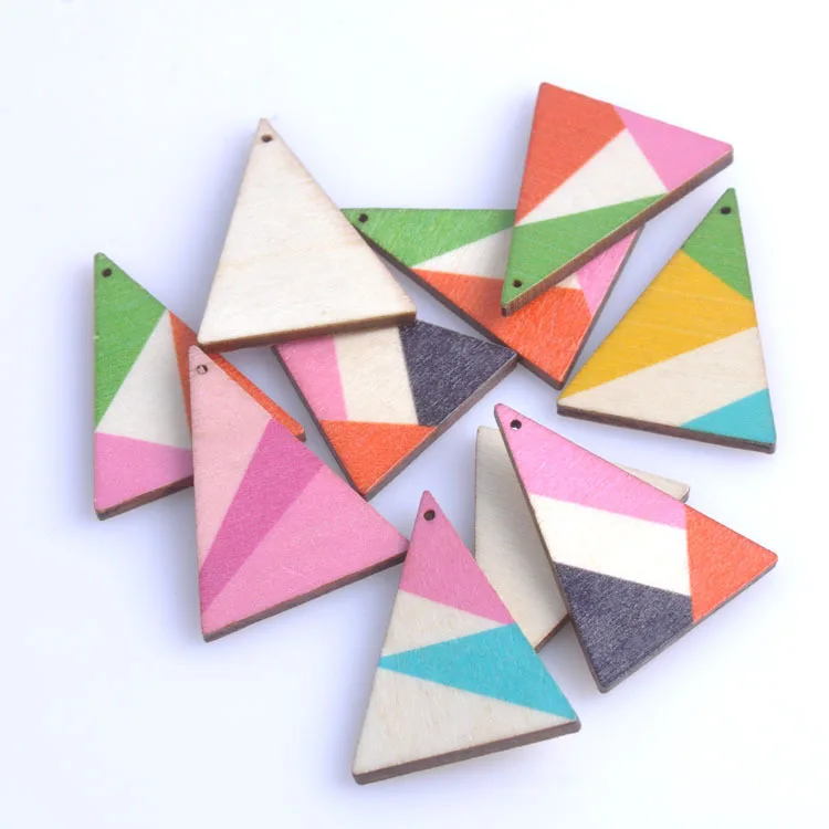 50 шт милые многоцветные треугольные деревянные поделки подвески для шитья