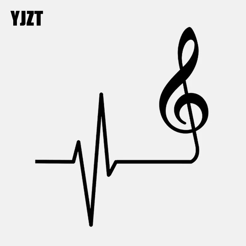 YJZT 12 2 см * 14 3 наклейка в музыкальном стиле фортепиано гитара нота сердцебиение