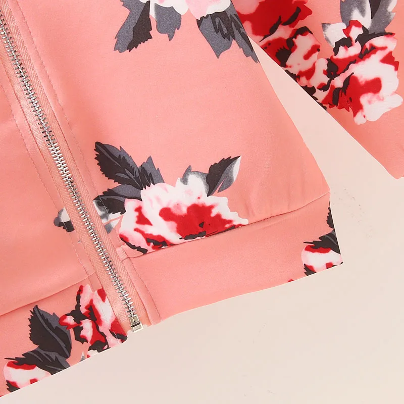 Fashion Spring Autumn Kids Girl Jacket Flower Casual Long Sleeve Zipper Trench Coats 1-5Yrs Girls Outerwear Children Clothing | Детская