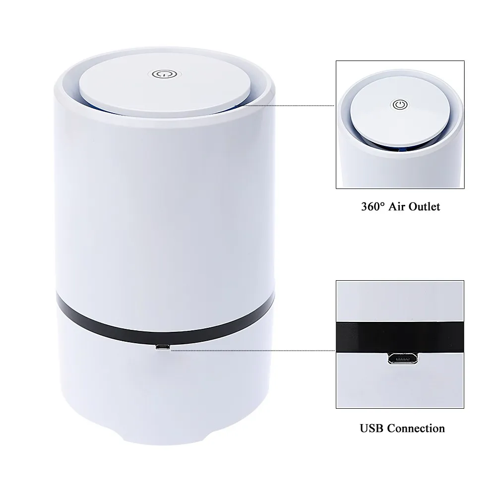 Negative Ion Air Purifier USB Ionizer Desktop Portable True HEPA Cleaner Remove Cigarette Smoke Dust Pollen Bad Odors|Очистители
