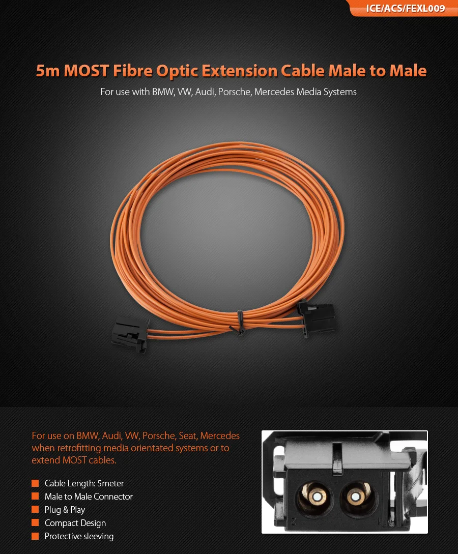 XTRONS FEXL009 5 м самый волоконно-оптический кабель-удлинитель для Audi для Porsche Для Mercedes